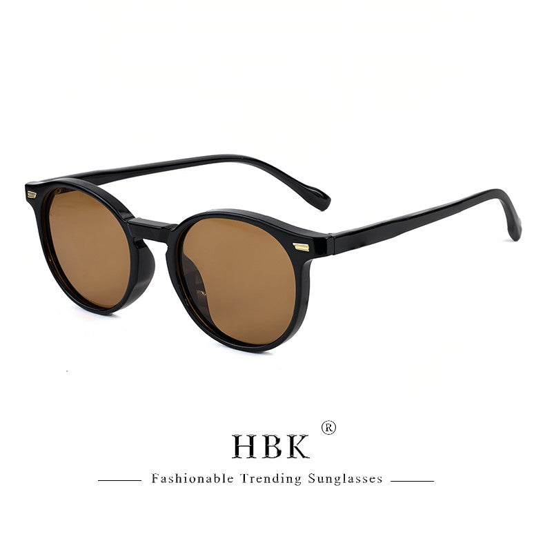 HBK Óculos De Sol Masculino Polarizado Redondo Armação TR90 Fashion Óculos De Sol Feminino Dirigir Esportes UV400 Lunette De Soleil Homme