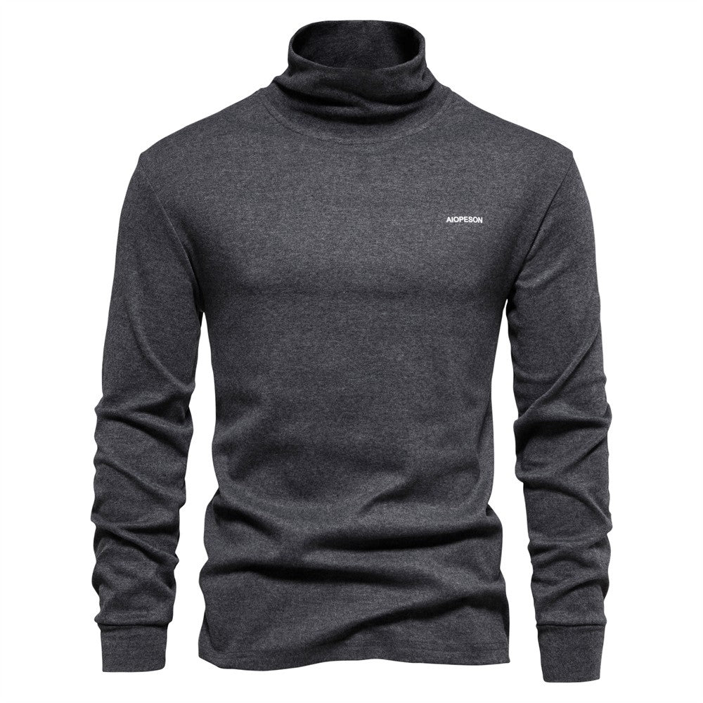 AIOPESON Solid Men T-shirt Casual Long Sleeve Turtleneck Bottoming Shirt for Men Autumn Winter Basic Slim Underwear Shirts Man