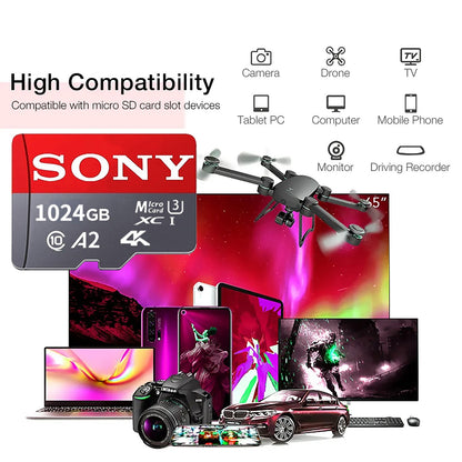 Cartão de Memória SONY SD Extreme Micro TF SD Card 1TB 512GB 128GB 256GB U3 V30 4K Full Memory Flash Cards para Telefone Computador Câmera