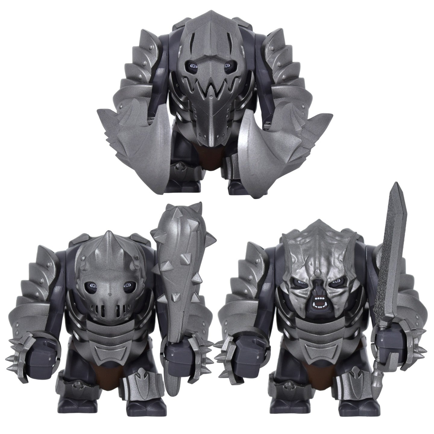Medieval Cave Troll Building Blocks Weathered Rust Armor Rich Accessories Large Posable Brick Figure Fantasy Collectible Toy