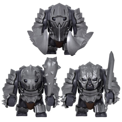 Medieval Cave Troll Building Blocks Weathered Rust Armor Rich Accessories Large Posable Brick Figure Fantasy Collectible Toy