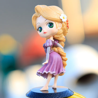 14-16cm Princesa Q Posket Branca de Neve Sereia Cinderela Bela Mulan Jasmine Sininho Aurora PVC Boneco de Ação Brinquedo Presentes para Crianças