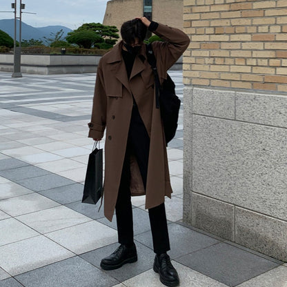 Trench coat Brand New Spring Trench Korean Men's Fashion Overcoat Male Long Windbreaker Streetwear Men Coat Outer Wear Clothing