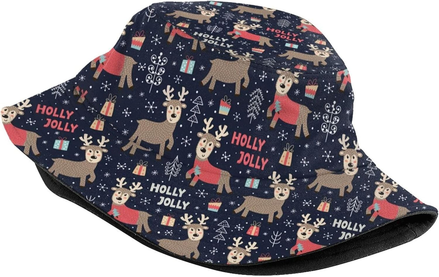 Funny Christmas Bucket Hat New Year Fisherman Hat for Women Men Packable Outdoor Travel Beach Sun Cap