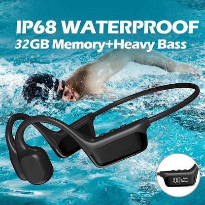 Real Swimming Bone Conduction Earphones Bluetooth Wireless Hifi Headphone IPX8 Waterproof 32GB MP3 Player Mic Headset