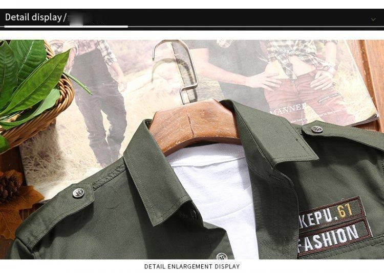 Men's Fashion Military Style Shirt Casual Retro Slim Cotton Long Sleeve Shirts Male Spring Comfortable Cargo Shirts Big Size 6XL