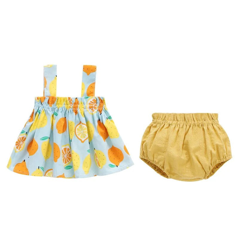 Summer Newborn Baby Clothes For Girls Boys Set Print Thin Mini Dress And PP Shorts 2Pcs Set Infant Baby Clothing Outfit 6-24M