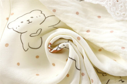 Kids Home Clothes 2Pcs Set Baby Loose Pajamas Fashion Girl Lace Floral Print Sleepwear Children Air Conditioner Long Sleeve Pant