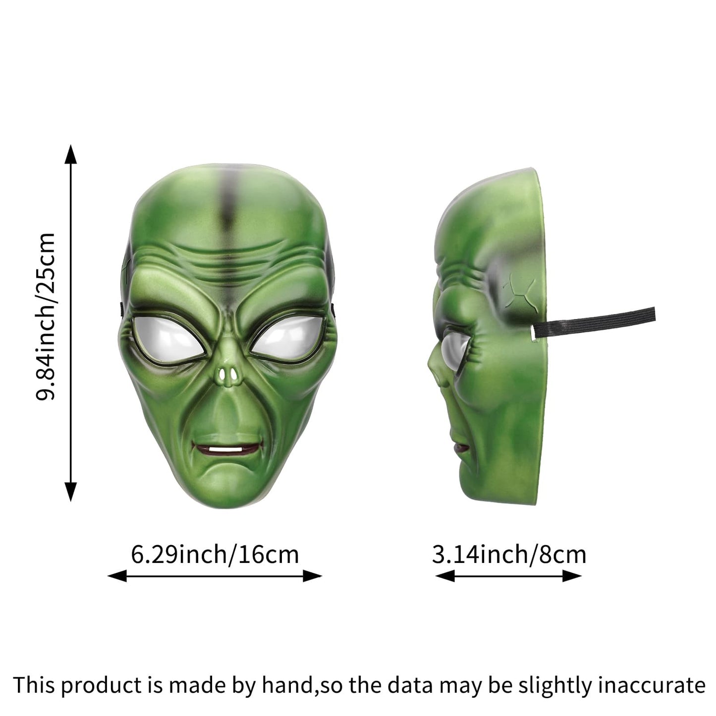 Green Alien Full Face Mask with Clear Lens Eyes | Comfort Sponge Liner UFO ET Mask for Halloween Cosplay Costume Party Prop