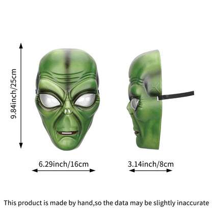 Green Alien Full Face Mask with Clear Lens Eyes | Comfort Sponge Liner UFO ET Mask for Halloween Cosplay Costume Party Prop