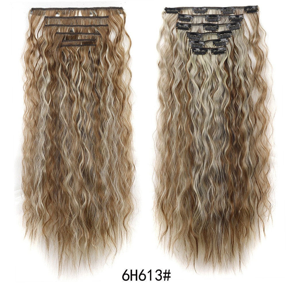 Wig clip hair extensions Cabelo comprido liso extensões de fibra química sintética invisível Conjunto de seis peças de 16 grampos de cabelo