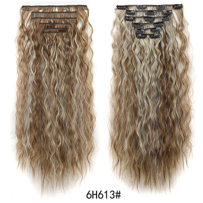 Wig clip hair extensions Cabelo comprido liso extensões de fibra química sintética invisível Conjunto de seis peças de 16 grampos de cabelo