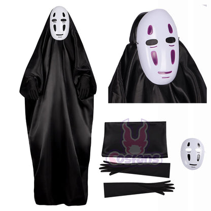 Japanese No Face Man Cosplay Costume Unisex Halloween Anime Carnival Party Adult Clothing Including Ghost Mask Gloves Comic Con