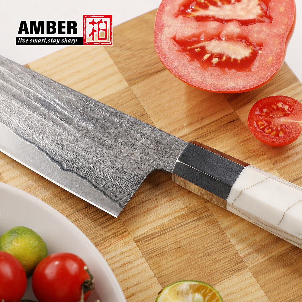 Cutting Tool Chef Santoku Utility Knife white mesh resin HD 67-Layer Damascus Steel Japanese Kiritsuke knife set for kitchen ues
