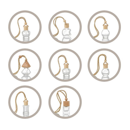 5PCS 8-12ml Empty Clear Glass Car Perfume Bottle Auto Air Freshener Car Decoration Pendant Essential Oil Diffuser Container