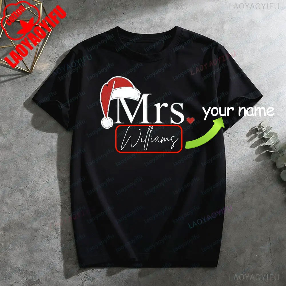 Matching Mr & Mrs Christmas Shirts Personalized Holiday Couple Tees Christmas Couple Costumes Merry Christmas Men Women Tshirt