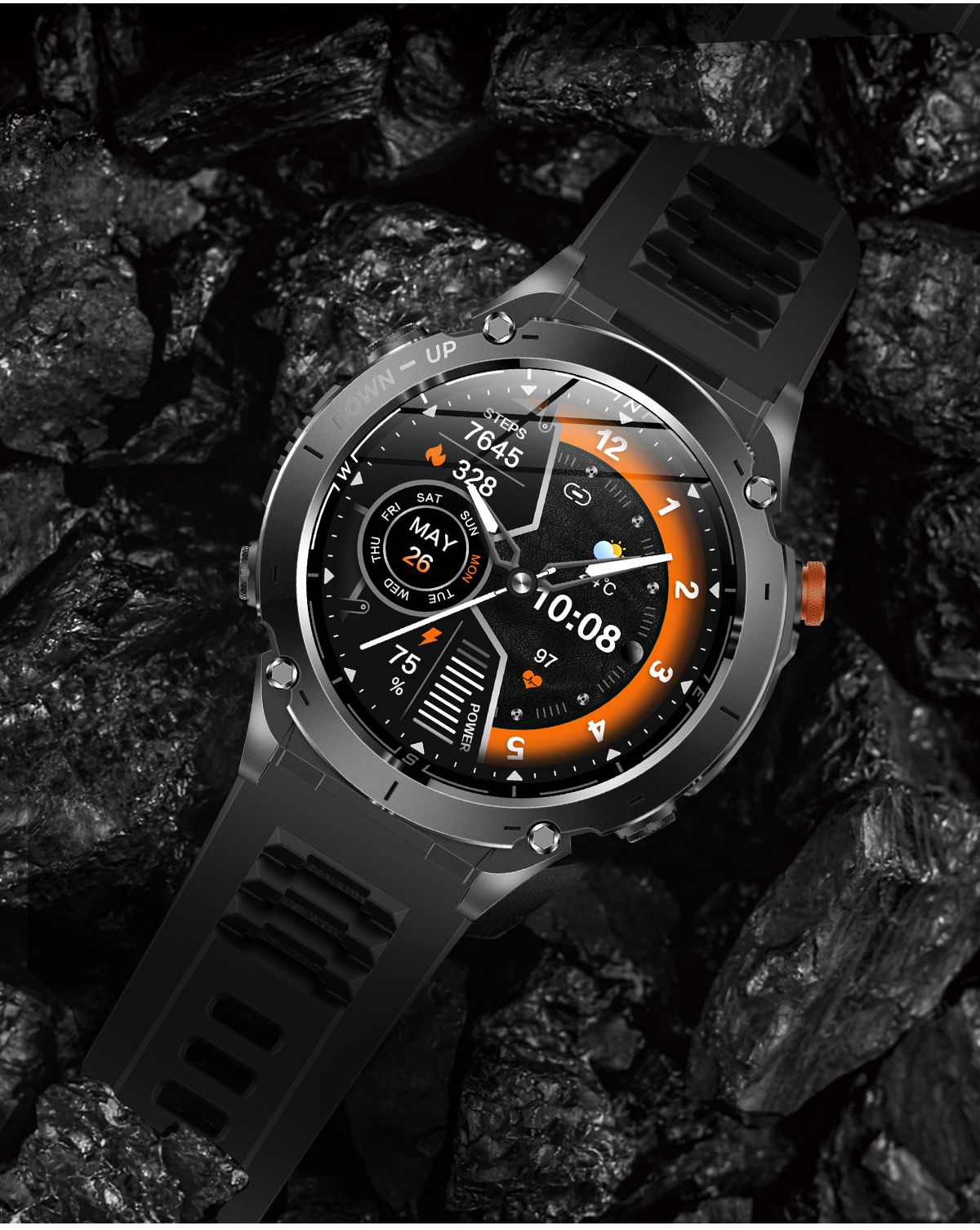 Novo T-Rex 3 GPS Smart Watch AMOLED de 1,43" à prova d'água 10ATM GNSS de banda dupla integrado Bússola Militar Esportivo Smartwatch Pulseira Masculina