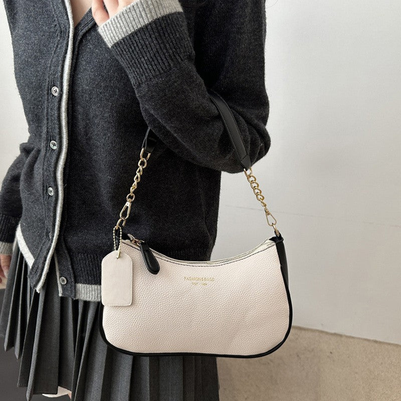 Cherry Pendant Shoulder Bag Women Light Luxury New High-end Women's Bag Soft Lychee Pattern Underarm Bag Casual Dumpling Bag