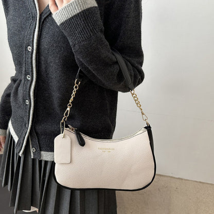 Cherry Pendant Shoulder Bag Women Light Luxury New High-end Women's Bag Soft Lychee Pattern Underarm Bag Casual Dumpling Bag