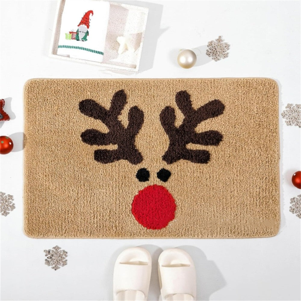 Christmas Mats Imitation Cashmere Carpet Bathroom Room Living Room Absorbent Non Slip Floor Mat Carpet Door Mat Home Party Decor