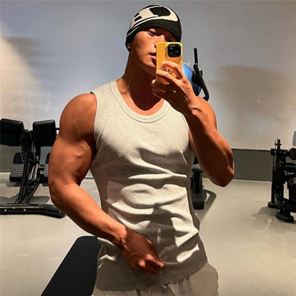 Men's vest solid color Breathable quick drying elastic sports vest men sleeveless undershirt fitness training running tank top