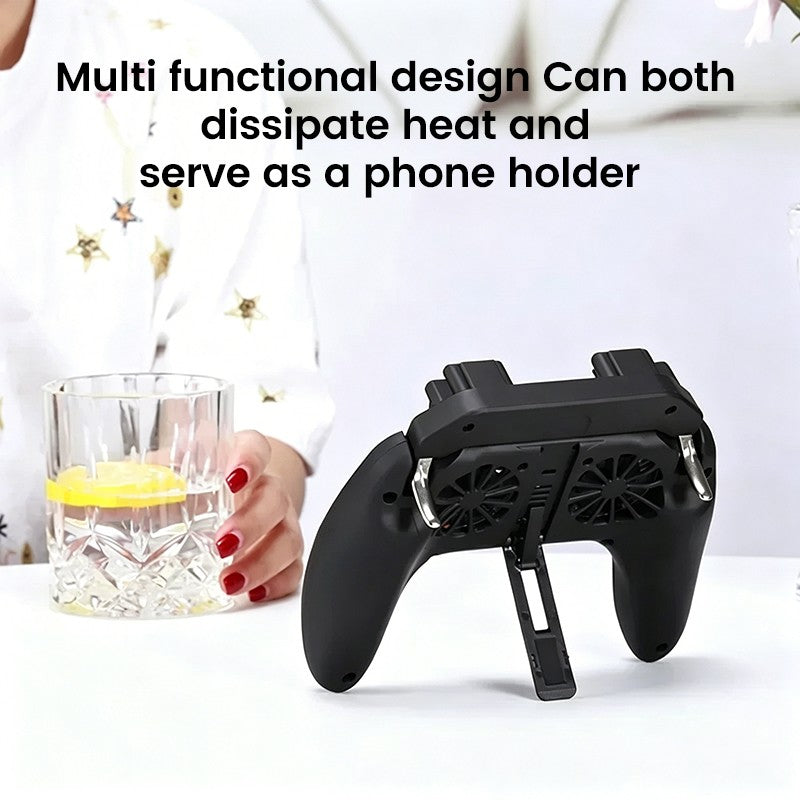 H10 4 Fingers Mobile Phone Game Handle with Radiator Aim Shooting Gamepad Joystick Controller for IOS Android Gaming Accessories