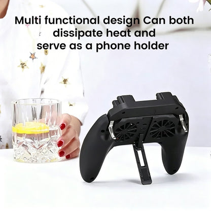 H10 4 Fingers Mobile Phone Game Handle with Radiator Aim Shooting Gamepad Joystick Controller for IOS Android Gaming Accessories