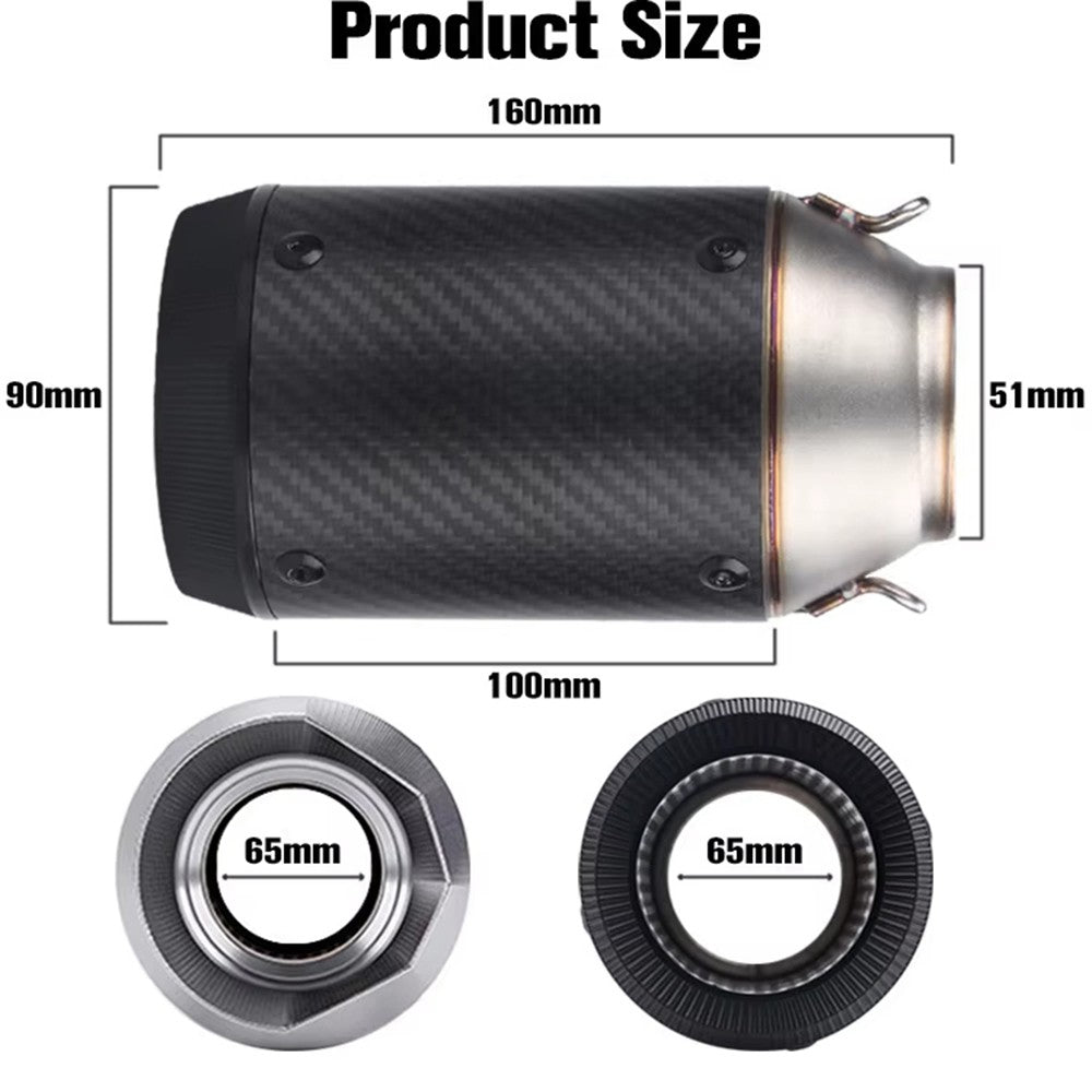 Universal Motorcycle Exhaust CNC Carbon Fiber Escape Muffler For Kawasaki Z900 FZ6 RC390 S1000XR