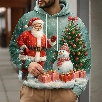 Men's Christmas Santa Claus 3D Print Hoodies,Festive Winter Design Hooded, Long Sleeve Hooded Style,Seasonal Holiday Casual Wear