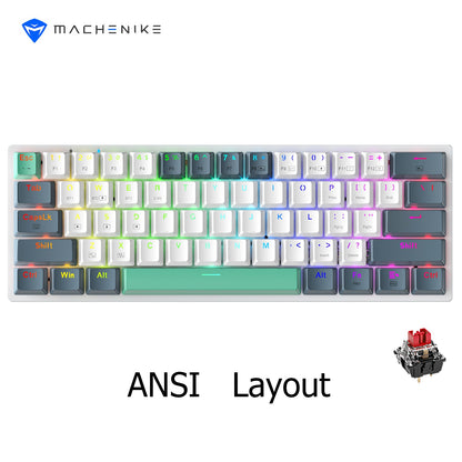Teclado Mecânico Machenike K500-B61W Tri-mode 60% ANSI Latam-ES Sem Fio Hot-swap para Jogos para PC Gamer