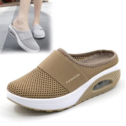 Slip-On Women'S Walking Sandals,Breathable Mesh Casual Shoes Breathable With Arch Support Knit Shoes Thickened Soft Sole