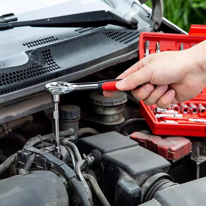 Conjunto de Soquetes de 46 Peças com Encaixe de 1/4", Chave Catraca Métrica com Soquetes CR-V de 4-14mm, Kits de Ferramentas Mecânicas para Reparo Automotivo Doméstico