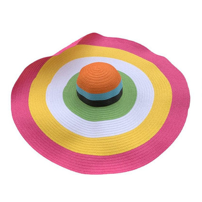 Big Beach Sun Straw Hat 30 40cm Brim 80 100cm Diameter Women Round Protect Travel Holiday Caps Foldable Super Large Straw Hat
