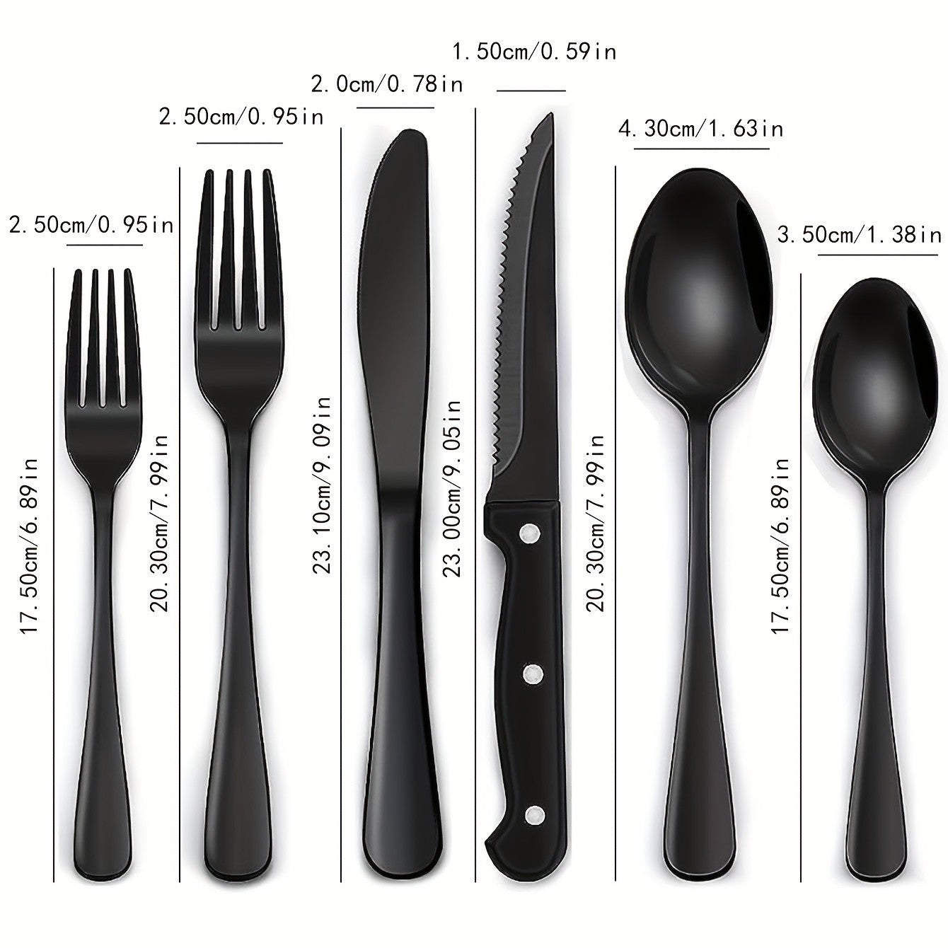 36-Piece Black Silverware Set With Steak Knives, Black Flatware Set Food-Grade Stainless Steel Tableware Cutlery Set