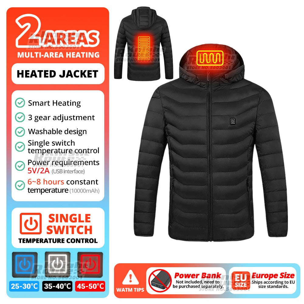 Jaqueta de Inverno Masculina Feminina com Aquecimento em 21 Áreas para Motoqueiros, Jaqueta USB com Aquecimento Elétrico, Colete Térmico para Moto, Casaco