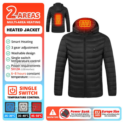 Jaqueta de Inverno Masculina Feminina com Aquecimento em 21 Áreas para Motoqueiros, Jaqueta USB com Aquecimento Elétrico, Colete Térmico para Moto, Casaco