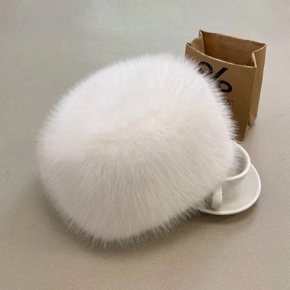 Gorro de inverno russo feminino com proteção de orelha de pele sintética, gorro corta-vento quente para senhoras, moda de luxo, chapéu de esqui de cor sólida com aba larga
