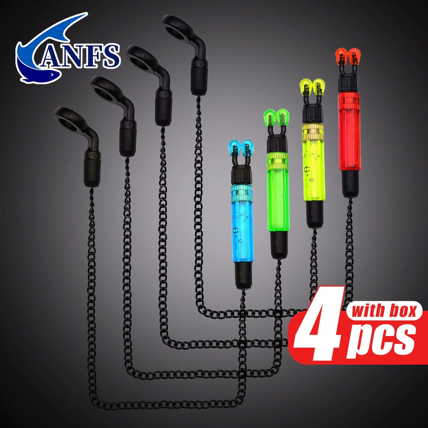 4 bobinas pendulares de pesca de carpa com caixa para indicador de alarme de pesca, melhor para o Natal, perfeito para o Dia de Ação de Graças