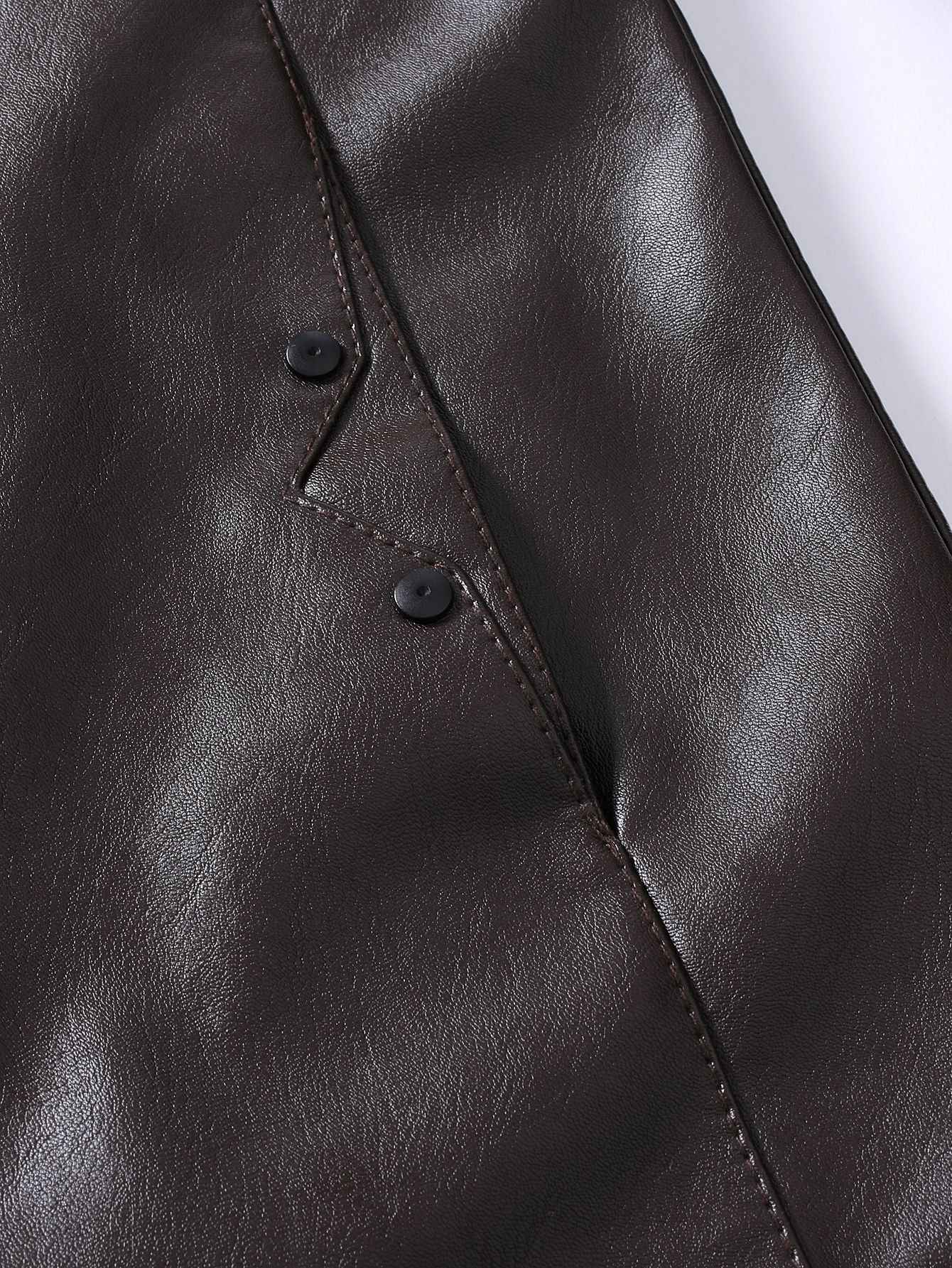 2024 Spring New Men's Business Casual Slim Long-sleeved Pu Leather Jacket Jacket Side Seam Pocket Zipper Solid Color