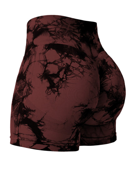 2024 Summer New 16 Color Sexy Tie Dye Shorts Woman Fitness Seamless Butt Lifting Shorts One Pieces Activewear Running Outdoors