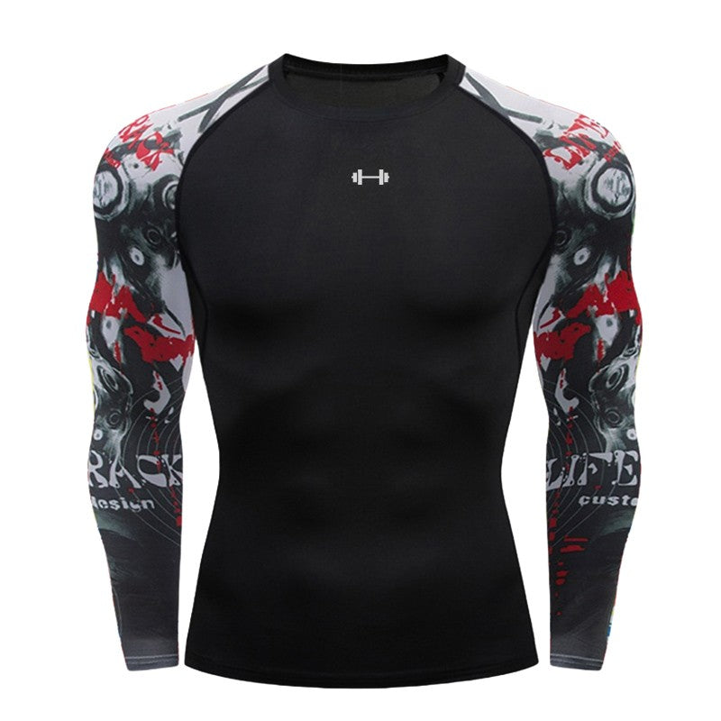 Gym Compression Dry Fit Men's Long Sleeves Fitness T-shirt Spring And Autumn Outdoor Sports Running Tees Sportswear Tops T-shirt