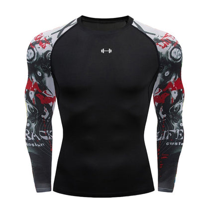 Gym Compression Dry Fit Men's Long Sleeves Fitness T-shirt Spring And Autumn Outdoor Sports Running Tees Sportswear Tops T-shirt