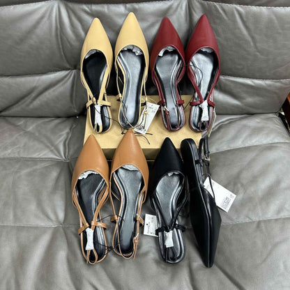 Designer Fashion Pointed Toe Women's Flats 2024 Autumn Elegant Dress Slingbacks Shallow Big Size Comfortable Luxury Ladies Shoes
