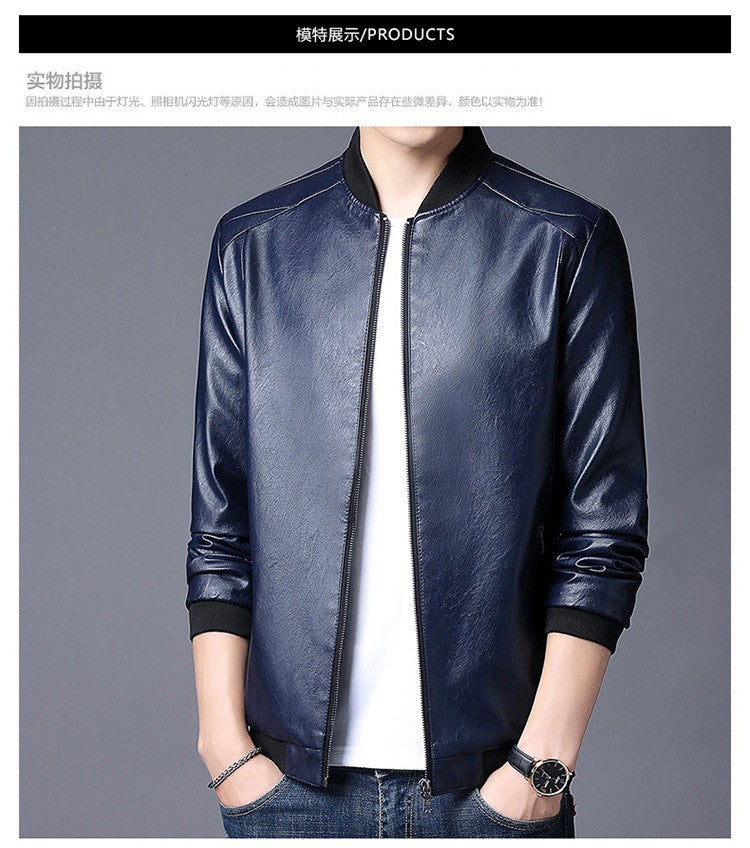 Plus Size 8XL Trendy Men's PU Leather Jacket Stand Collar Motorcycle Coat Casual Biker Jacket Men's Fashion Outerwear Streetwear