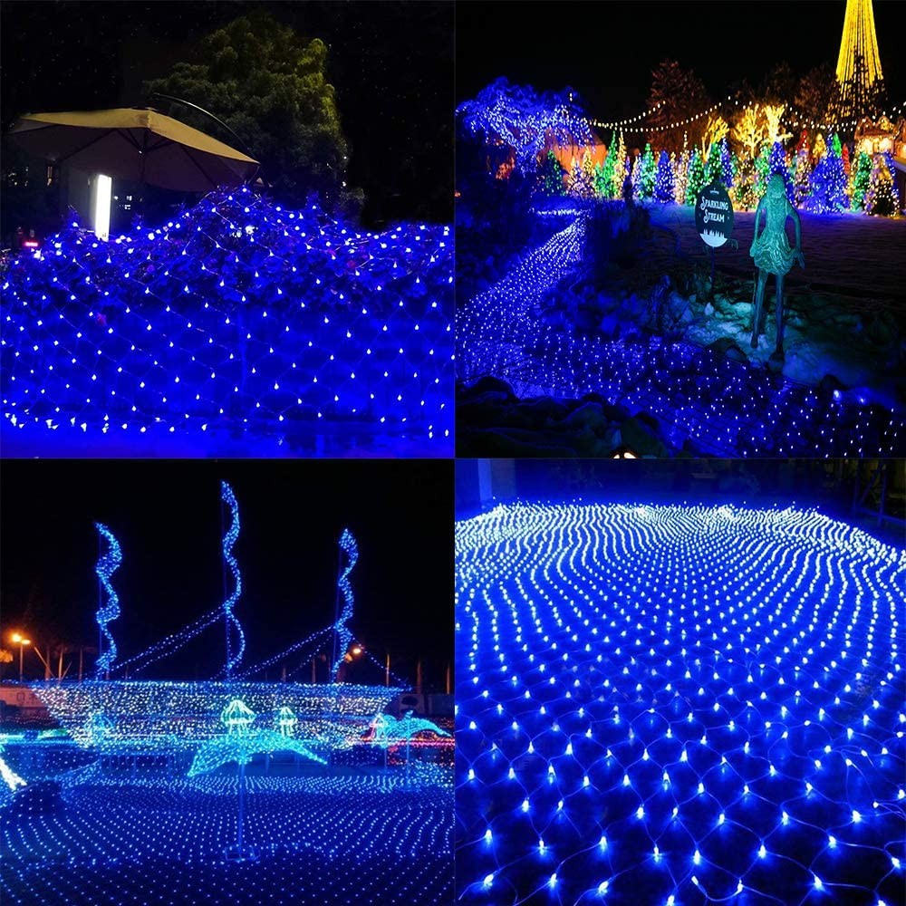 LED Mesh String Lights, 3mX2m String Lights with 8 Modes, European Plug Christmas Outdoor Lights Mesh Fairy Light Garland