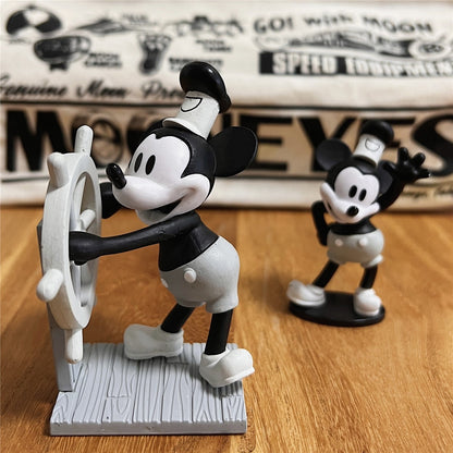 Disney Steamboat Willie Mickey Mouse Anime Figure Model Toys Cake Desktop Decoration Collectible Dolls Toys Gifts for Children