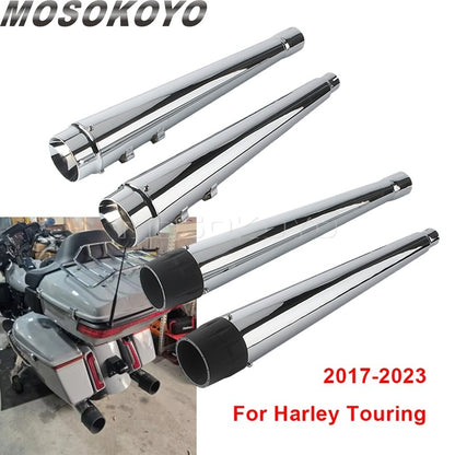 Motorcycle Tappered Slip-On Exhaust Pipe For Harley Touring Street Road Electra Glide Road King FLHR FLHX FLTRX FLHTK 2017-2023