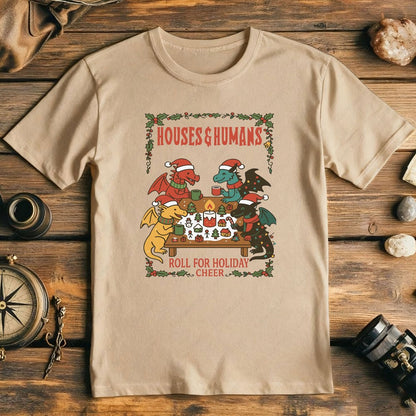 2025 Christmas DND T-Shirt Houses and Humans D&D Men Women Cotton T-shirt Dungeons Gift Funny Xmas Dnd Houses Humans Parody Tops