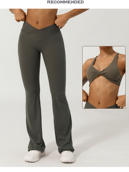 Women Bell Bottomed Sport Fitness Leggings High Waist Yoga Pants Training Running Gym Quick Dry Leggings Female Flared pants