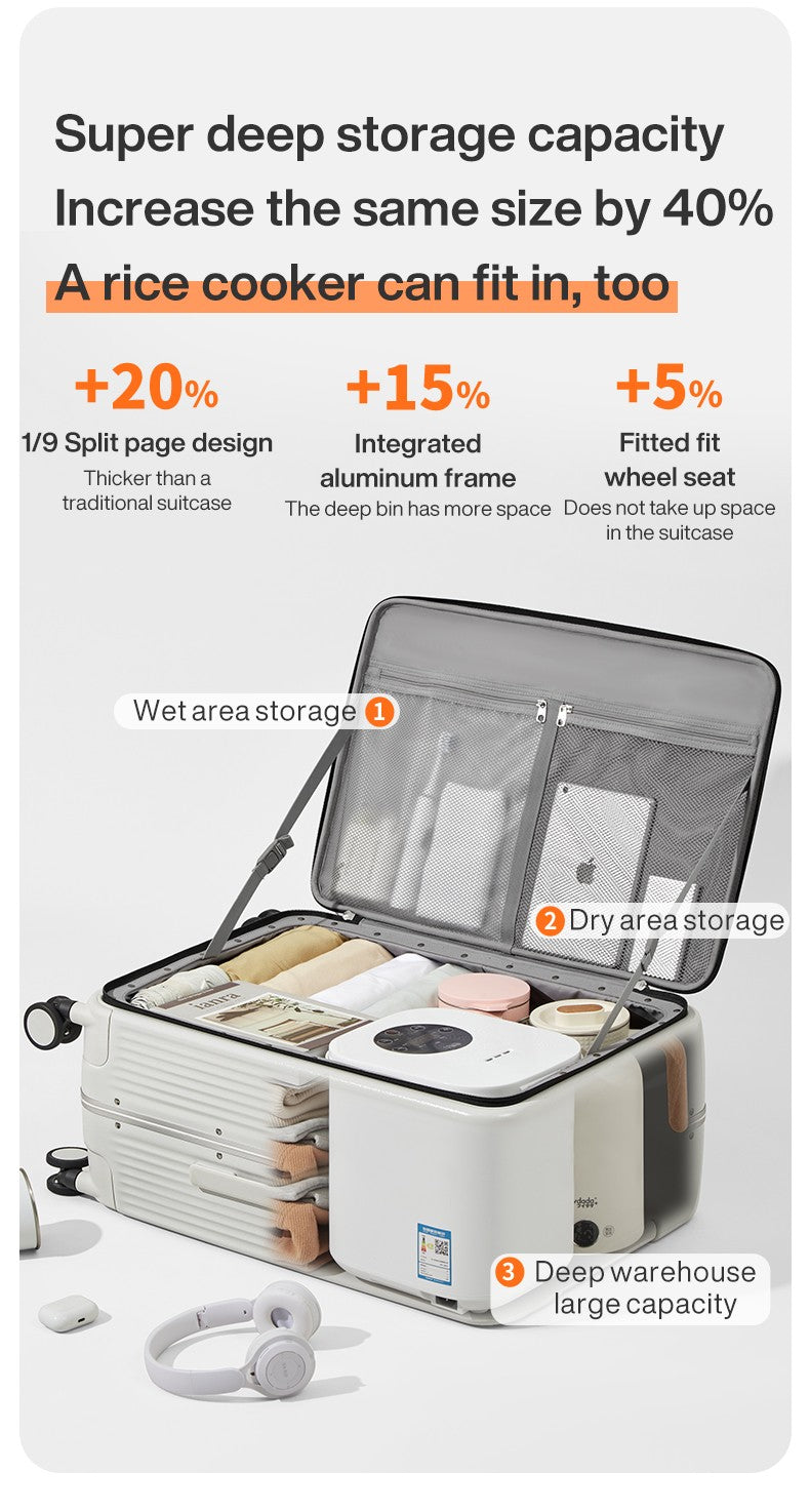 Mixi NOVA Mala de Viagem com Estrutura de Alumínio e Rodas, com Porta USB, Suporte para Copo e Celular, Bagagem de Mão de Bordo 20 24 Polegadas